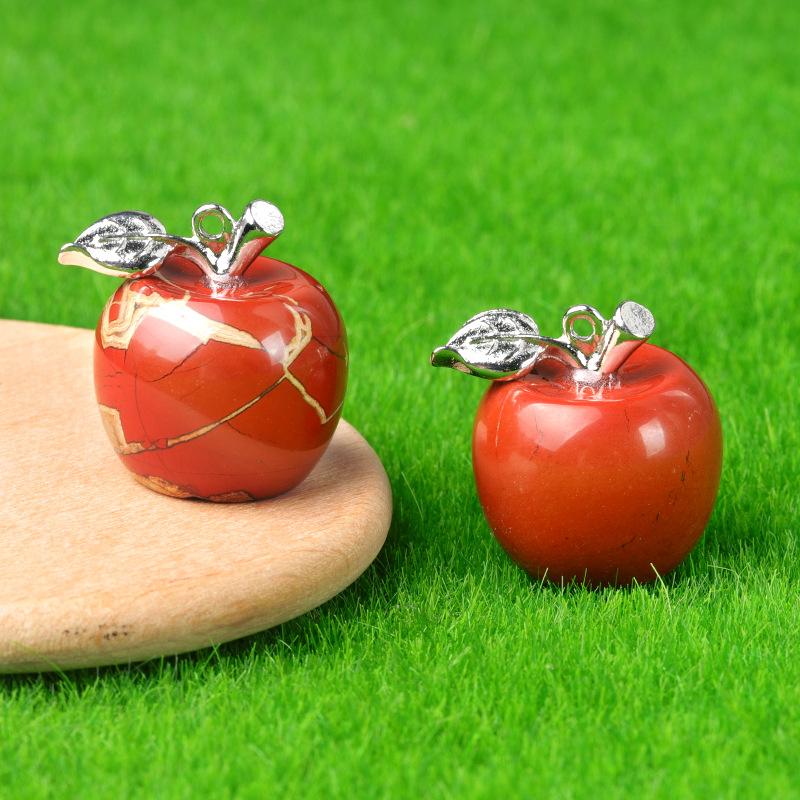 Natural Semi Precious Stone Crystal Mini Apple Pendant for DIY Pendant Thanksgiving Gifts Room Office Decoration Collectibles