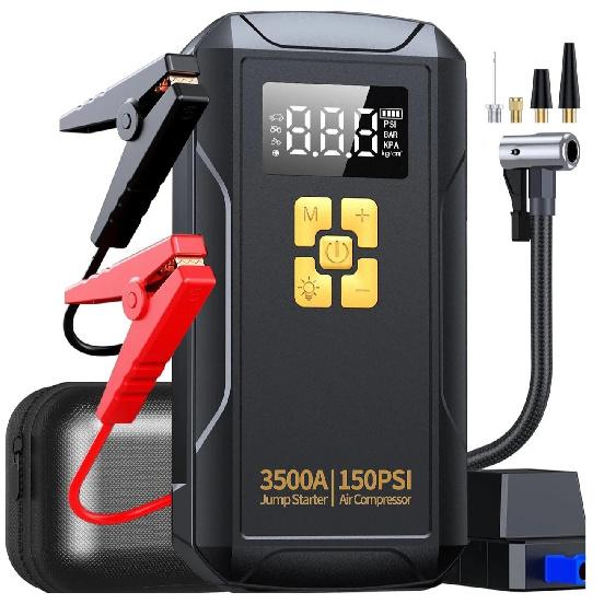 Jump Starter with Air Compressor 3500A Jump Starter 150PSI Air Pump Multifunctional Tire Inflator Power Bank Lighting for Car