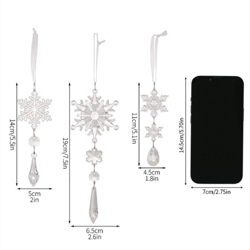 6pcs/Set K9 Crystal Christmas Decoration For Xmas Tree Hanging Transprent Snowflake Icicle Home Ornaments With Drop Pendants