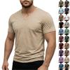 Lichtgewicht V-hals T-shirt met korte mouwen voor heren, zacht, ademend, rekbaar, casual sportief topje voor dagelijks gebruik