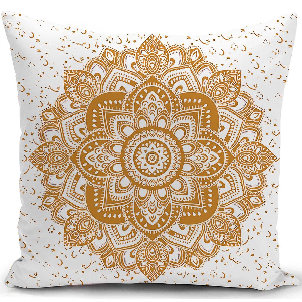 Gold Mandala Pillow Cover Boho Indian Floral Print Yoga Meditation Cushion Case For Sofa Bed Couch Bohemian Home Decor Gifts