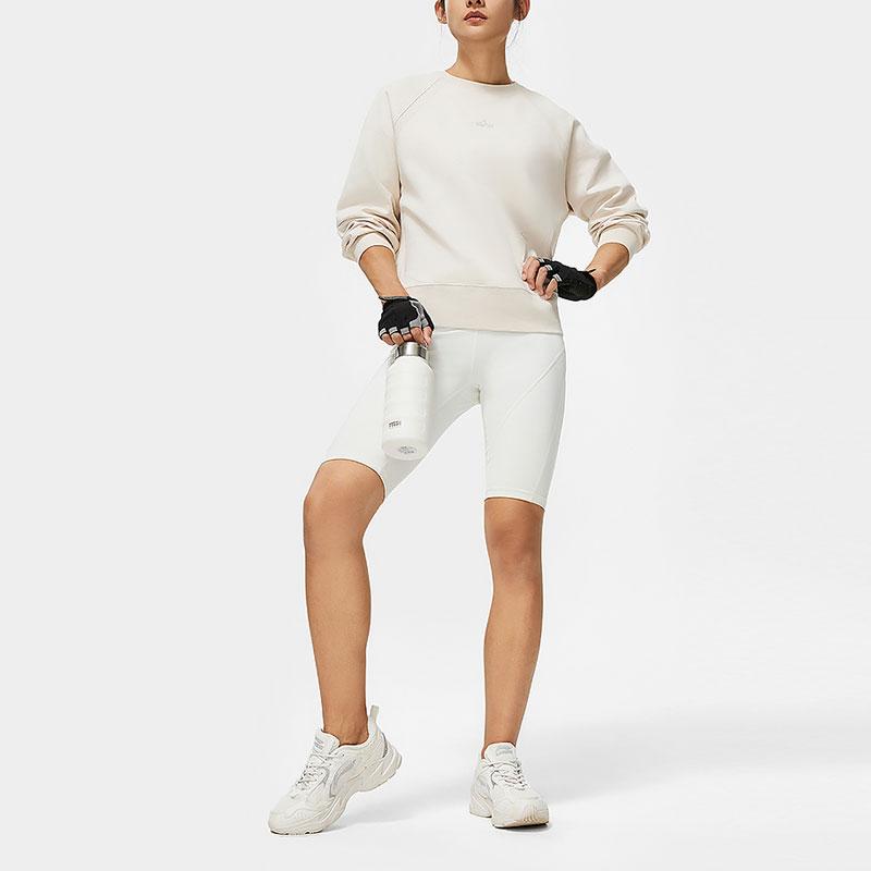 Li Ning Hladká pletená mikina s kulatým výstřihem Dámské topy Štěrkově šedá AWDU116-6