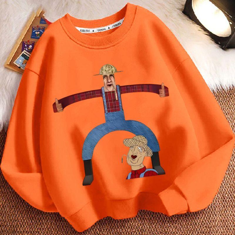 Children's Casual John's Farm Hoodies for Autumn and Winter, Loose Long-sleeved Hoodies for Boys and Girls