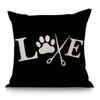 Black Love Letter Pattern Cushion Cover Dog Palm Punk Style Cotton Linen Office Sofa Decorative Throw Pillow Case Cojines