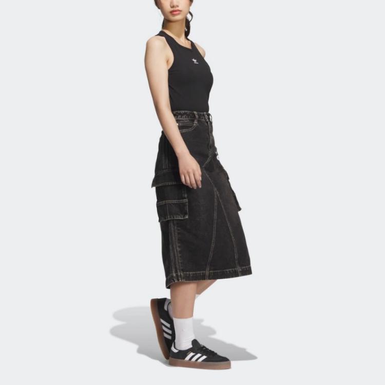 adidas Originals Women's RAC DENIM SKIRT Black Washed Denim Women JX6864