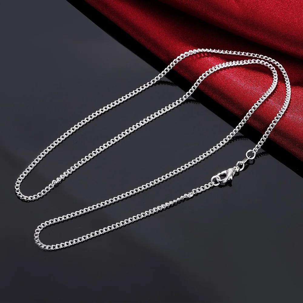 New 925 Sterling Silver Necklace  2MM String Chain For Women Men High Quality Jewelrys Gifts