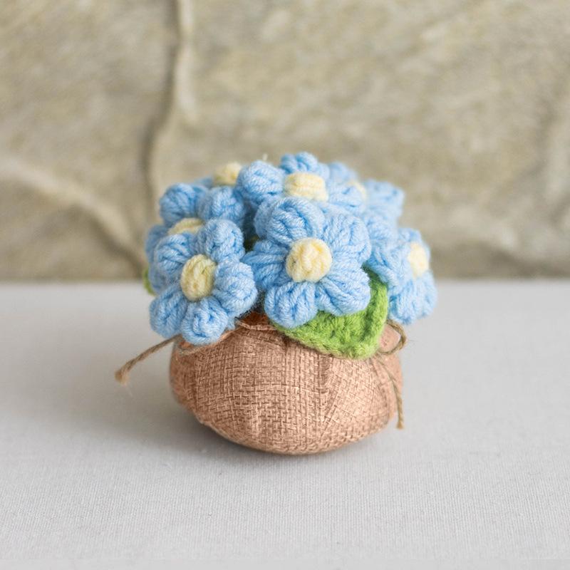 2025 Knitted Flowers Potted Cute Crochet Flowers Knitting Flower Wedding Guest Gift Crochet Rose Sunflower Table Decor