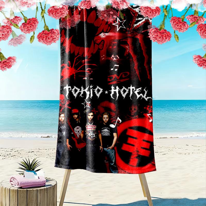 Tokio Hotel Print Strandtuch, Großes Weiches Schnelltrocknendes Handtuch für Strand Camping Schwimmen