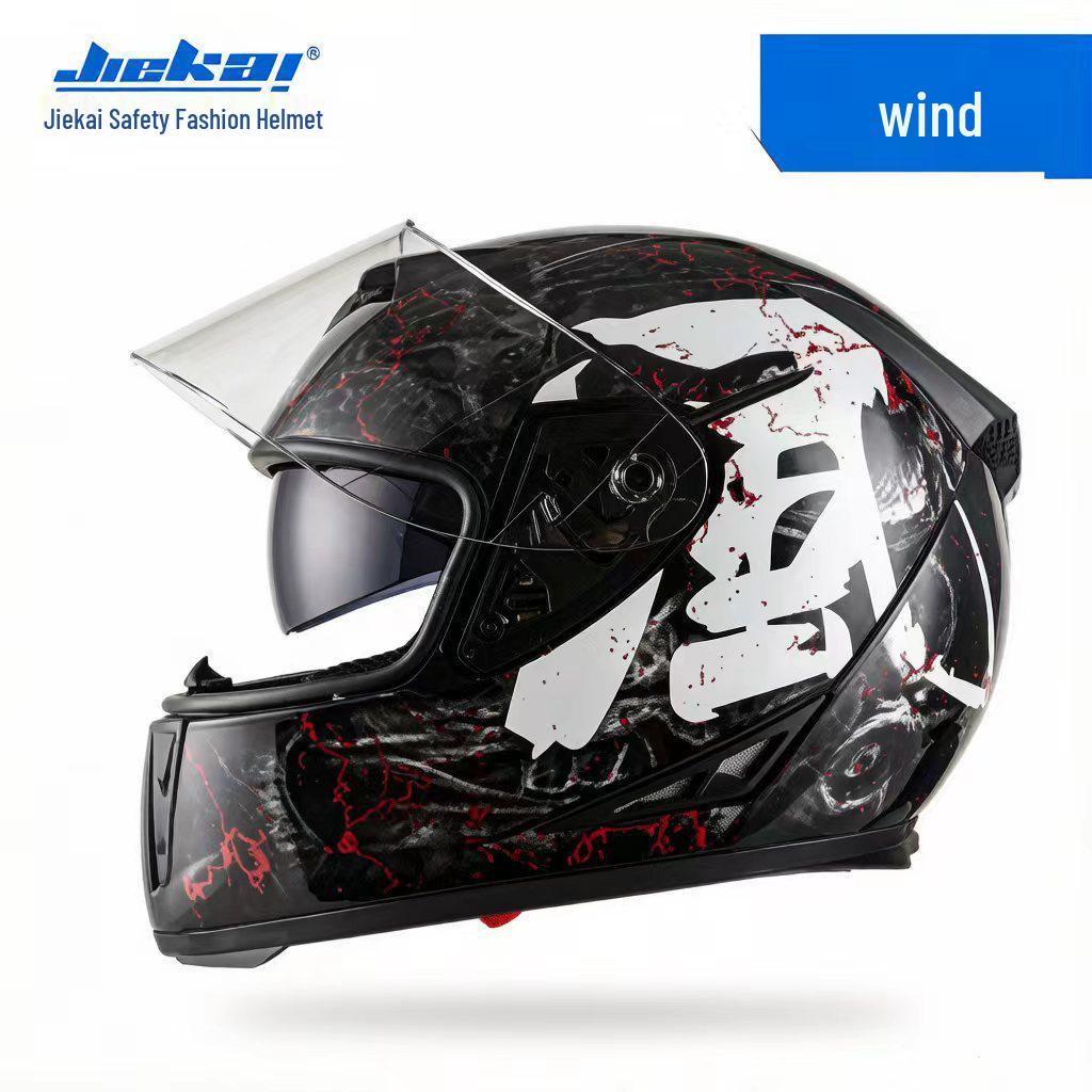 Jiekai Full Face Electric Motorcycle Helmet - Unisex, All-Season Racing Safety