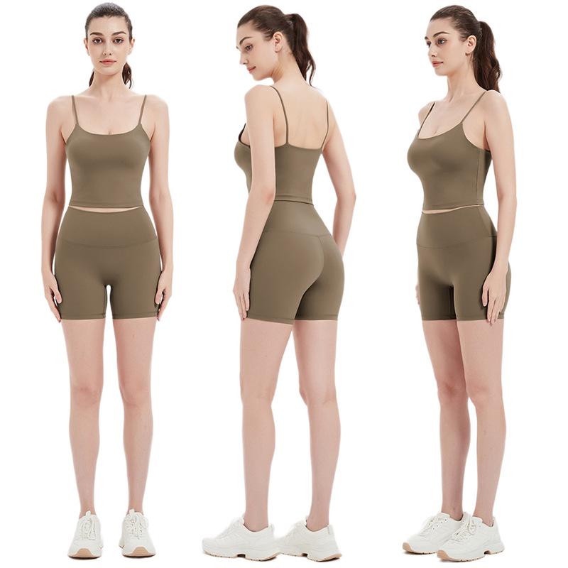 

Шелковая сетка Высококачественный женский летний комплект для йоги: Майка и спортивный жилет Nude Feel Medium