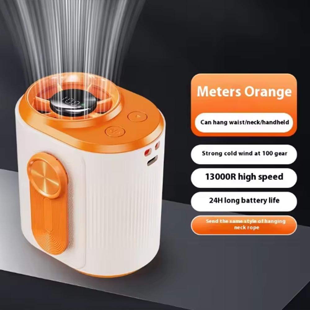 

LED Display Waist Mounted Fan Refrigeration Personal Cooling Fan Hanging Neck Fan Desktop оранжевый
