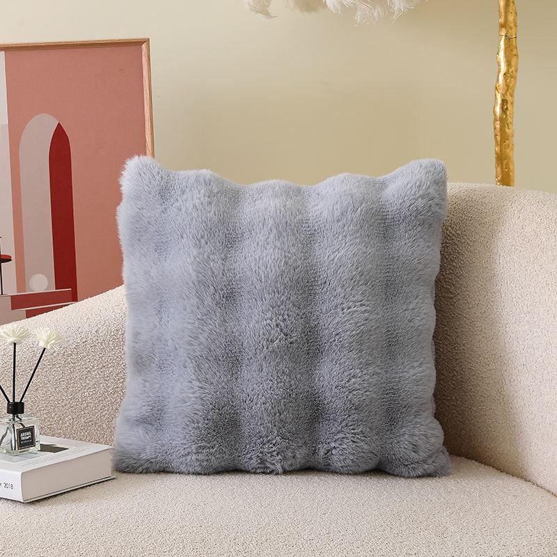 Faux Rabbit Fur Bubble Plush Cushion Cover Soft Fluffy Skin Friendly Decorative Square Rectangular Pillow Case for Sofa Couch Bedroom Home Decor