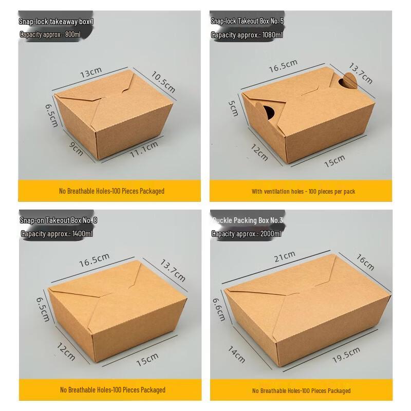 OEING Disposable Kraft Paper Takeaway Boxes