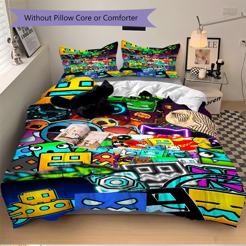 Colorful Cartoon Characters Print 3Pcs Bedding Setduvet Cover With 2 Bedropillowcase Home Birthday Gift