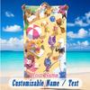 Beach Towel Custom Name Text, Quick Dry Large Towel For Beach HomeAnimal Crossing