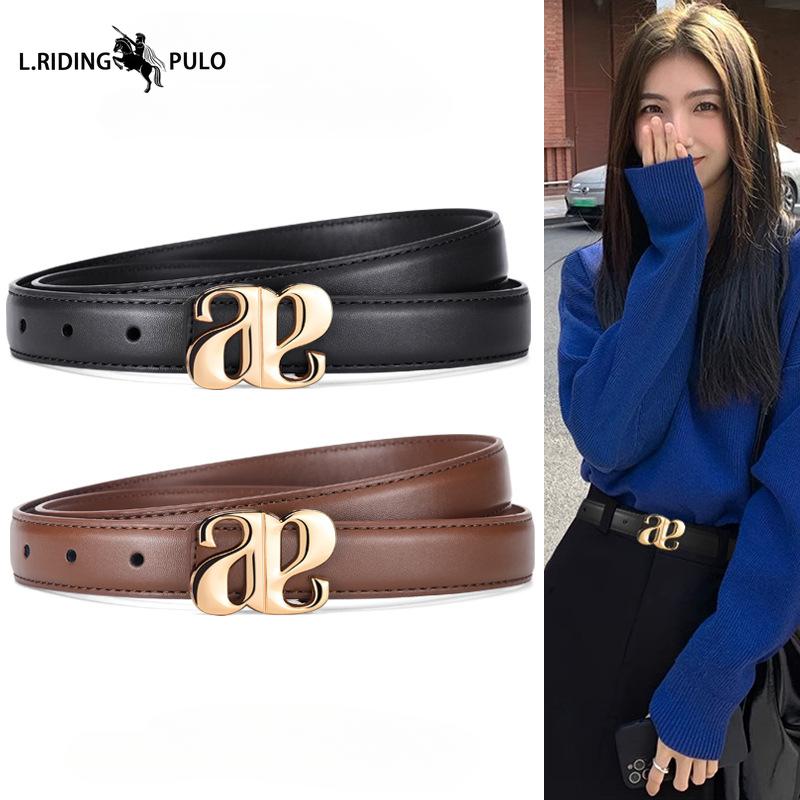 Women's Belts, Ladies' Smooth Buckle Belts, Fashionable and Versatile Thin Belts, Casual Pants Belts