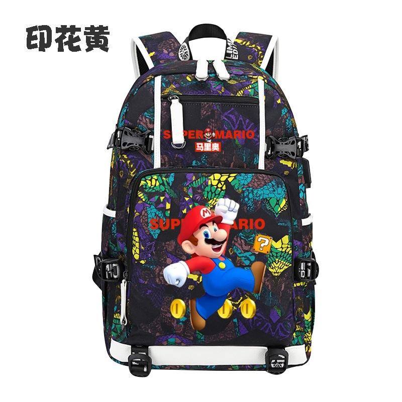 Zaino con Licenza Anime di Mario per Bambini Adolescenti Ragazzi Ragazze, Leggero Ergonomico Zaino Scolastico Grande Capacità, Design Anti-Scoliosi