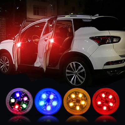 Pacote com 4 luzes de segurança LED para porta de carro com aviso anticolisão - à prova d'água, 4 opções de cores, alimentadas por bateria