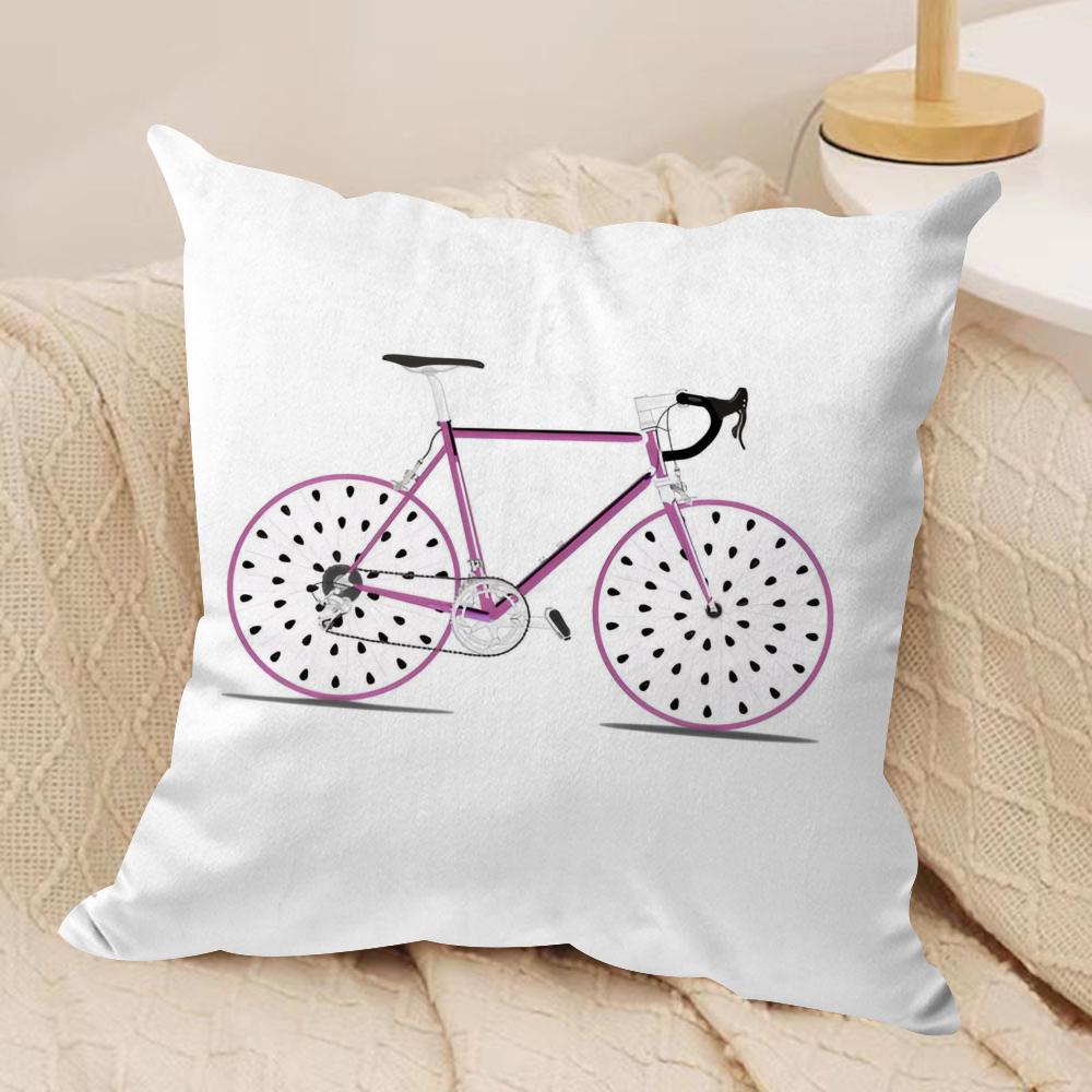 Fruit Orange Lemon Bicycle Cushion Cover Silky Short Plush Double-Sided Printed Pillow Case for Sofa All Seasons Home Decor Gift