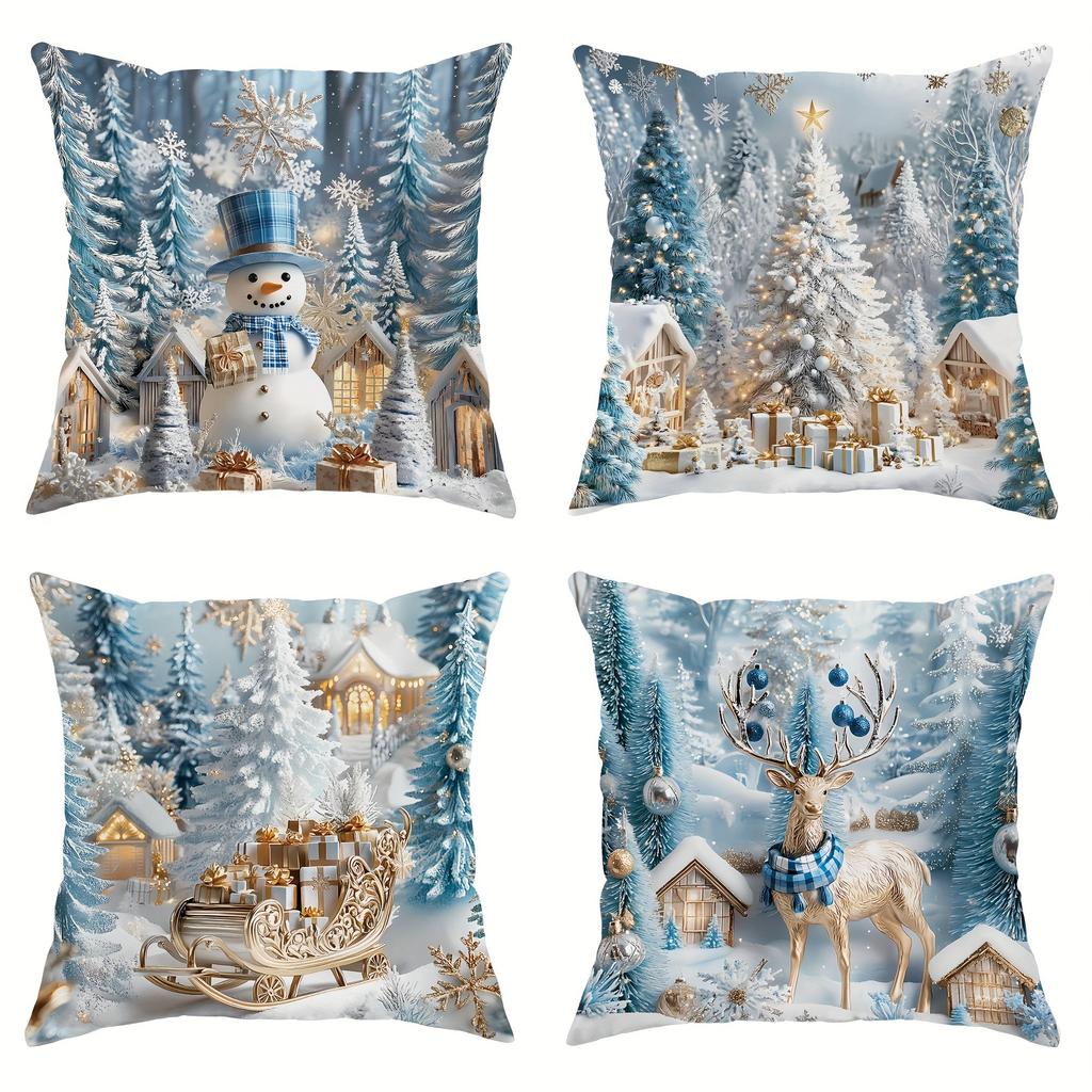 Christmas decoration pillowcase winter Christmas tree snowman pattern is suitable for home room sofa cushion cover gift