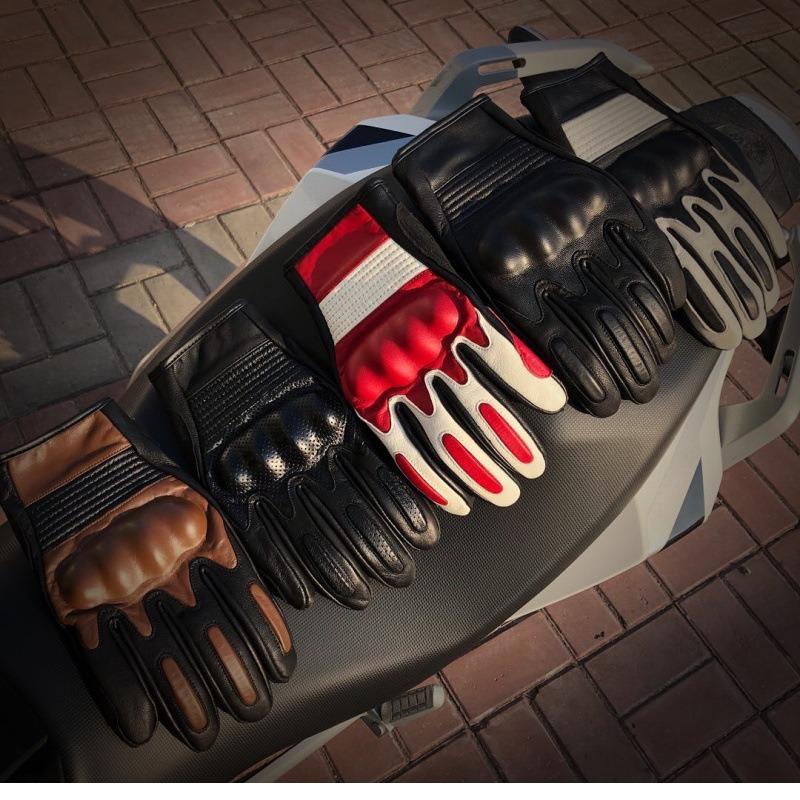 Motorcycle Leather Gloves Men and Women Riding Harley Goat Leather Motorcycle Rider Riding Full Finger Leather Gloves