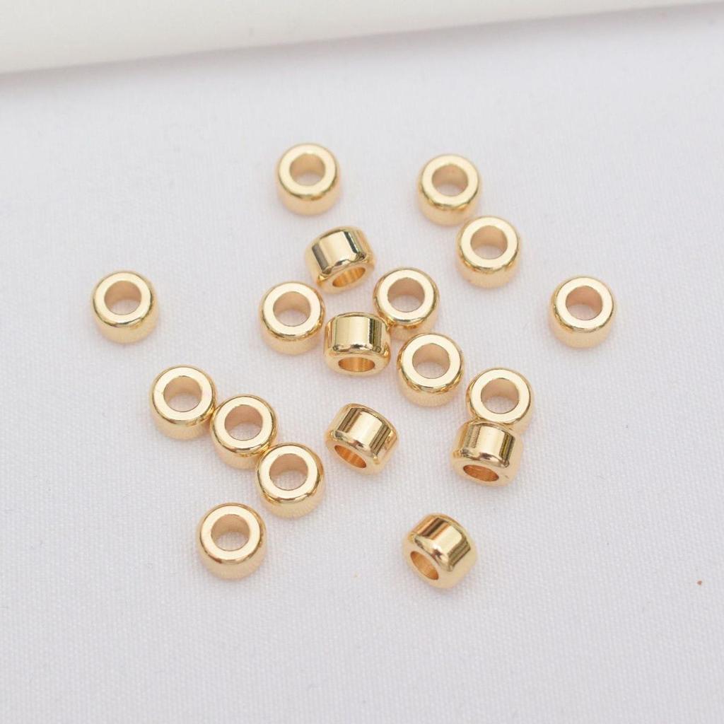 14K Gold Plated Colorfast Smooth Surface Barrel Spacer Beads for DIY Handmade Bracelets & Necklaces