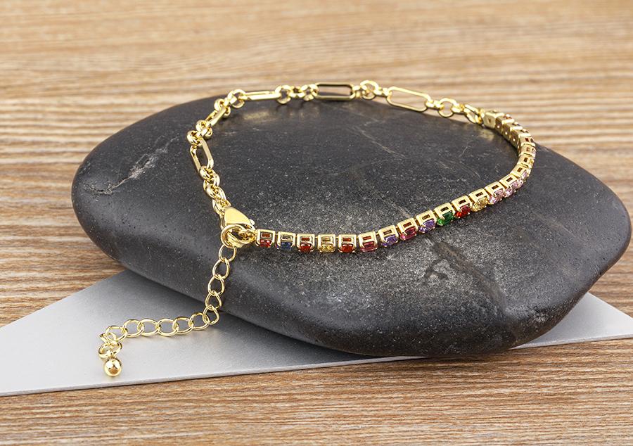 Nidin Classic 5 Colors Bracelets Fashion Paperclip Link Chain Light Luxury Zircon Charm Bangle Women Jewelry Party Fine Gift