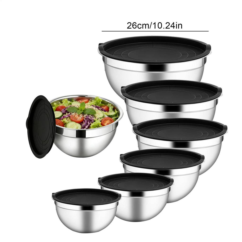 Mixing Bowls with Lids and Non Slip Stainless Steel Mixing Bowls Set for Baking Nesting Storage Bowls