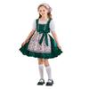 Kids Halloween Costume Dirndl Dress With Apron Headscarf - Lolita Farmhouse Style Girls Short Sleeve Sweet Vintage Outfit