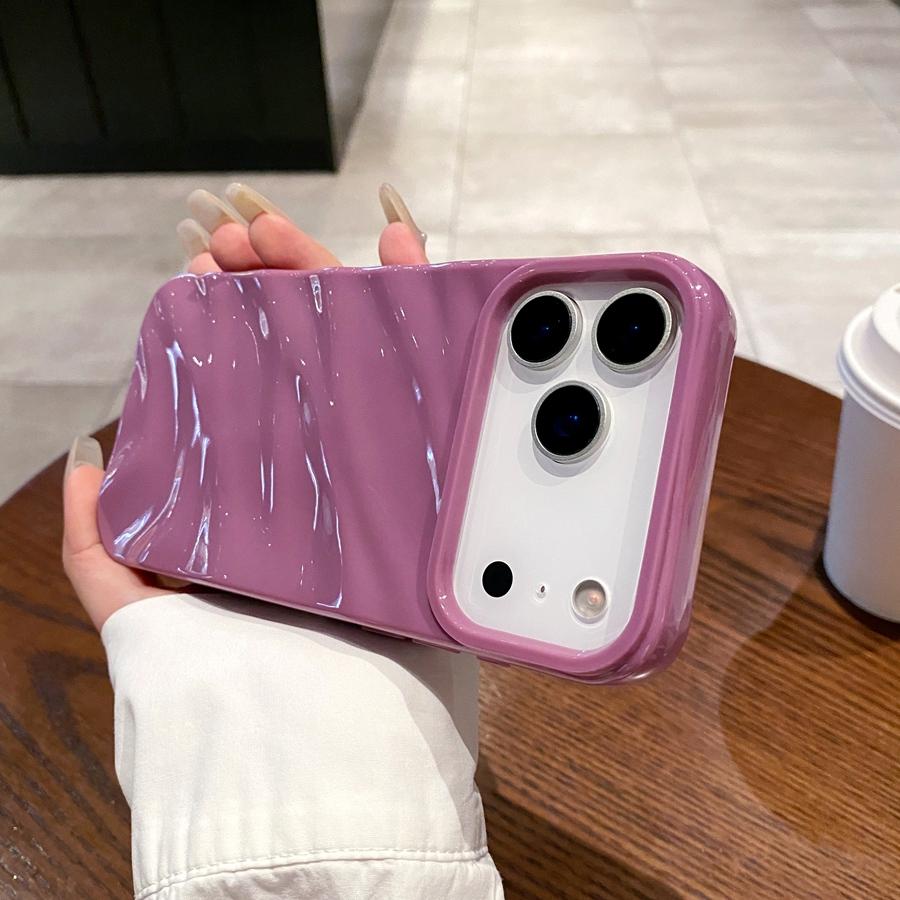 

Роскошный глянцевый 3D чехол для телефона с волновым дизайном для iPhone 17 16 15 14 13 12 11 Противоударный, устойчивый к царапинам и пыленепроницаемый стильный защитный чехол из ТПУ iPhone 17 Pro фиолетовый