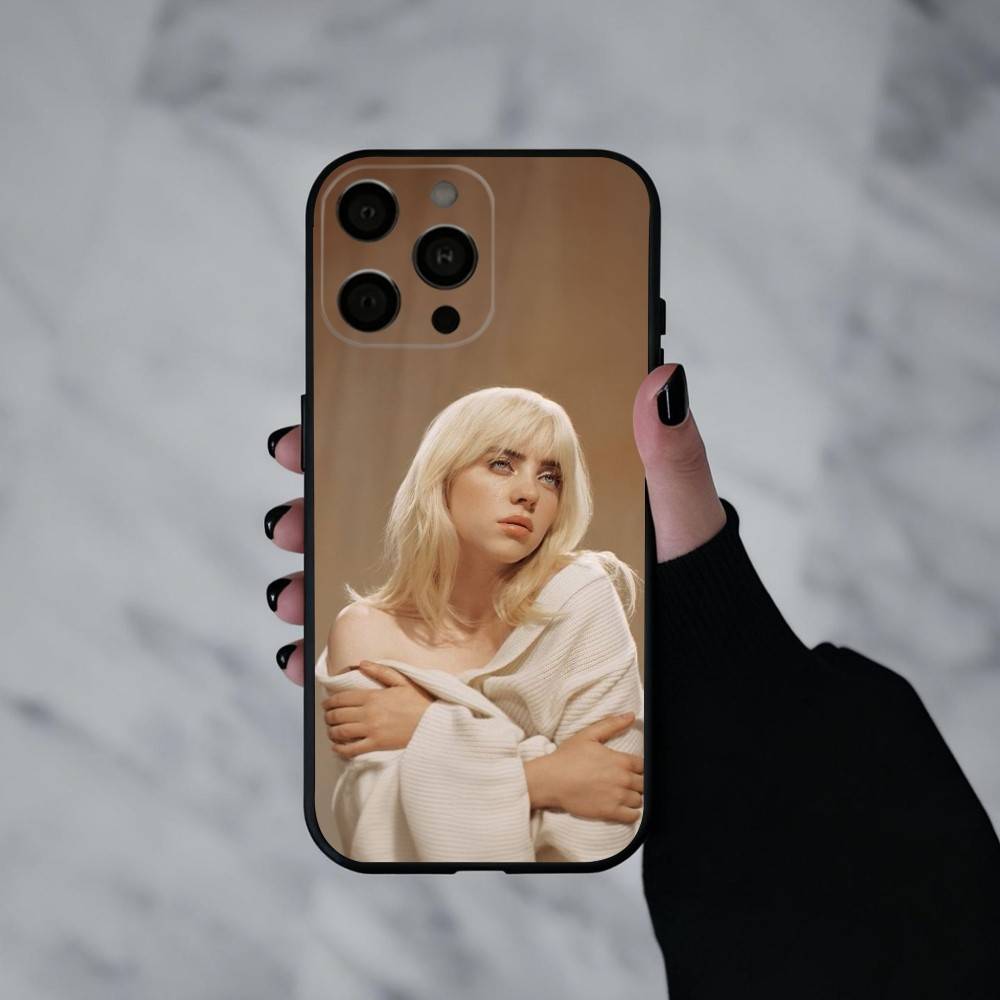 Singer B-Billie E-Eilish-H Phone Case For iPhone 17pro,16,15,14,13,12,11 Plus,Pro Max,XS,Soft Silicone Black Cover