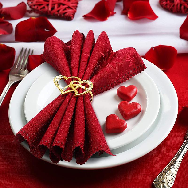 

6Pcs Heart Valentine s Day Napkin Rings Wedding Napkin Holder Napkin Buckles for Wedding Thanksgiving Party Dinner Table Decor