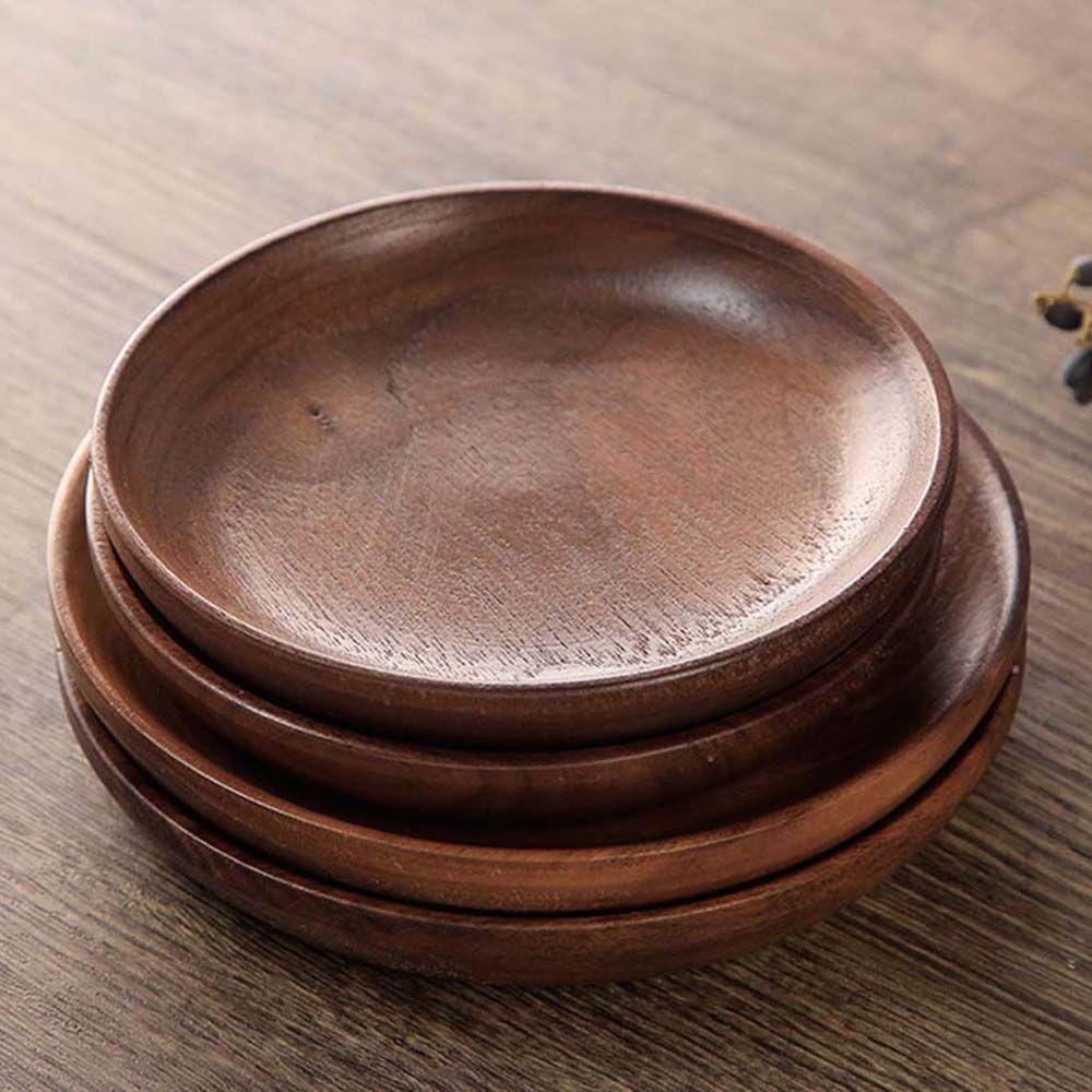 Wooden Dish Holder Dinnerware Beech Snack Dessert Plates Tableware Serving Tray Dinner Plate