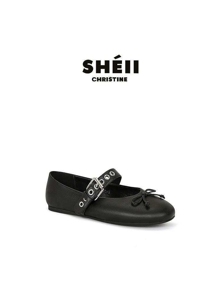 Chic Girl~ Bow Flat Ballet Shoes Single Shoes Women's 2025 Autumn New One-word Buckle Belt Mary Jane Shoes