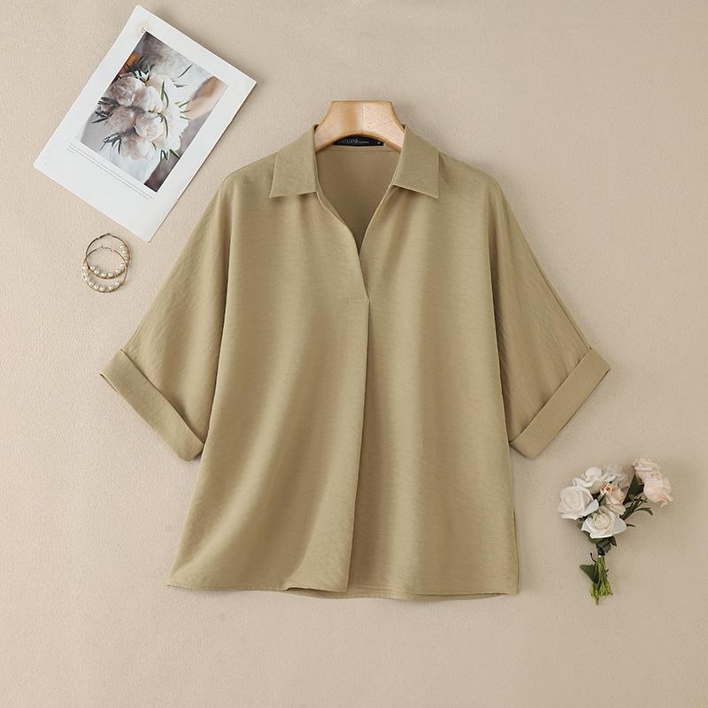 ZANZEA Women Casual Turn Down Collar Loose Short Sleeve Blouse