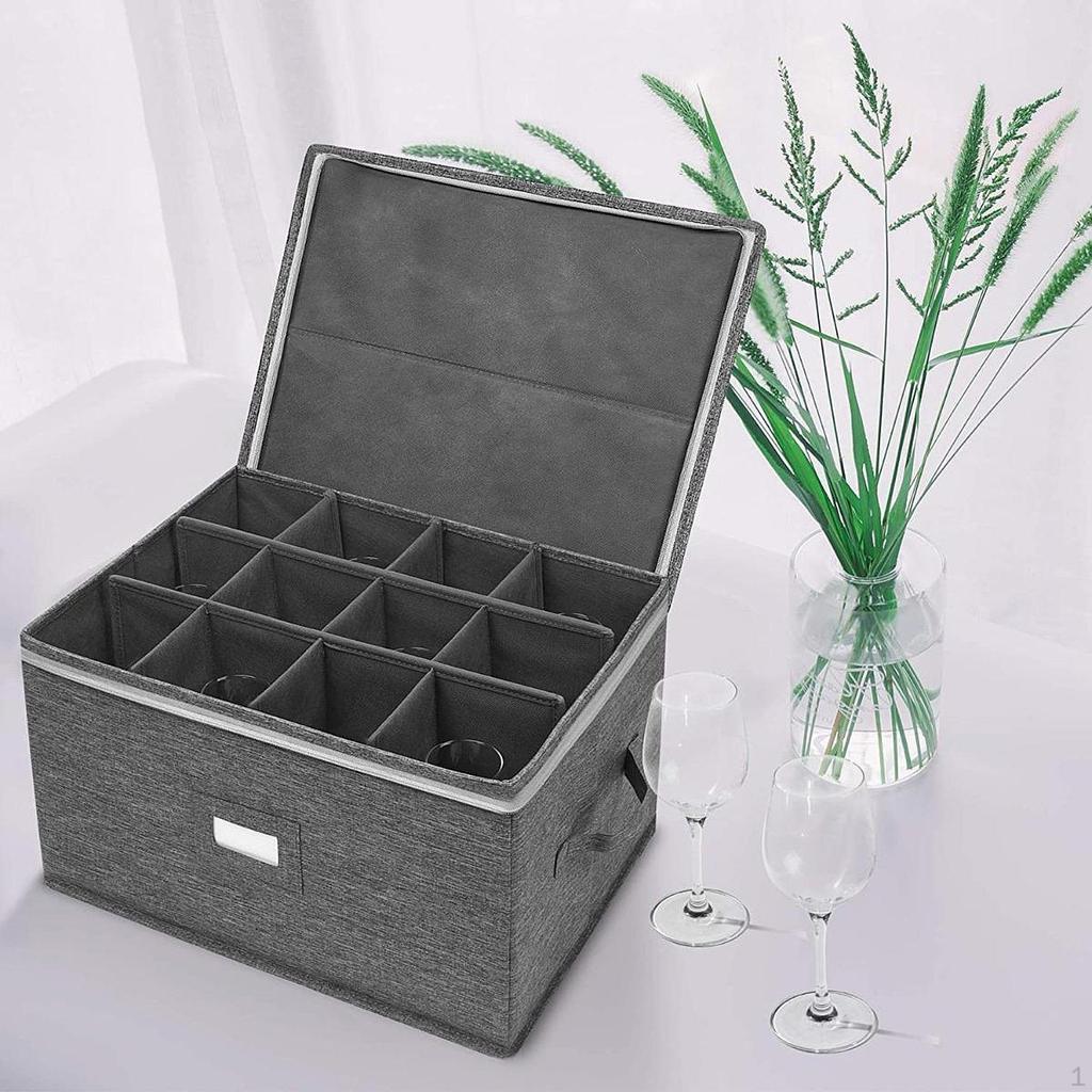 Stemware Storage Container Holds 12 Glasses Dustproof Goblets Containers for Moving and Organization