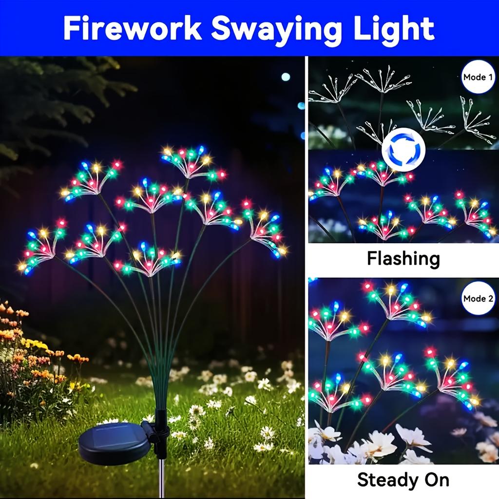 Solar powered fireworks light 60/80/100LED fairy light suitable for Christmas, New Year, winter festivals, camping, garden, wedding, party