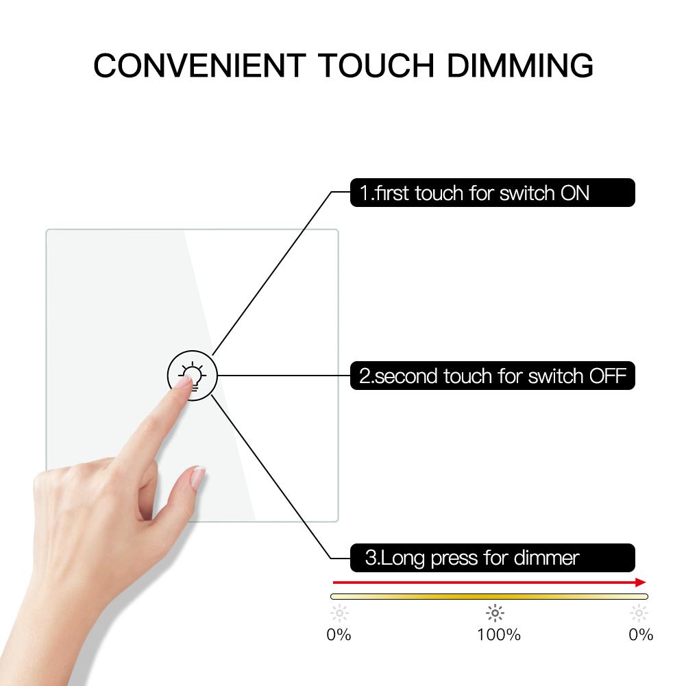 Zigbee Dimmer Wall Light Switches 1 2 3 Gang Tuya Smart Home Automation Wireless Remote Control EU/UK Standard Neutral Live Wire
