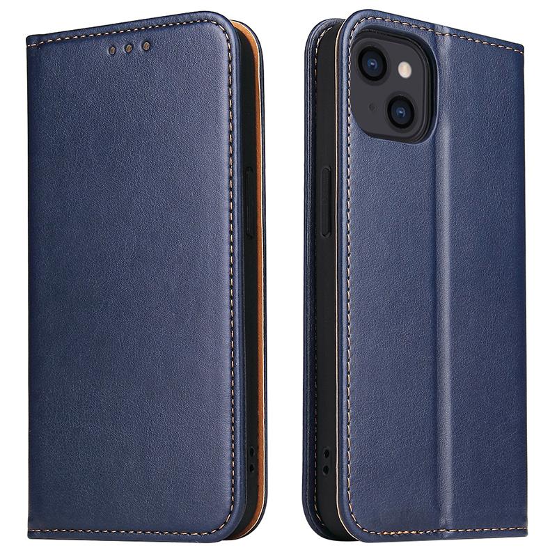 

FIERRE SHANN For iPhone 15 Case Stand Wallet PU Leather Phone Cover Blue
