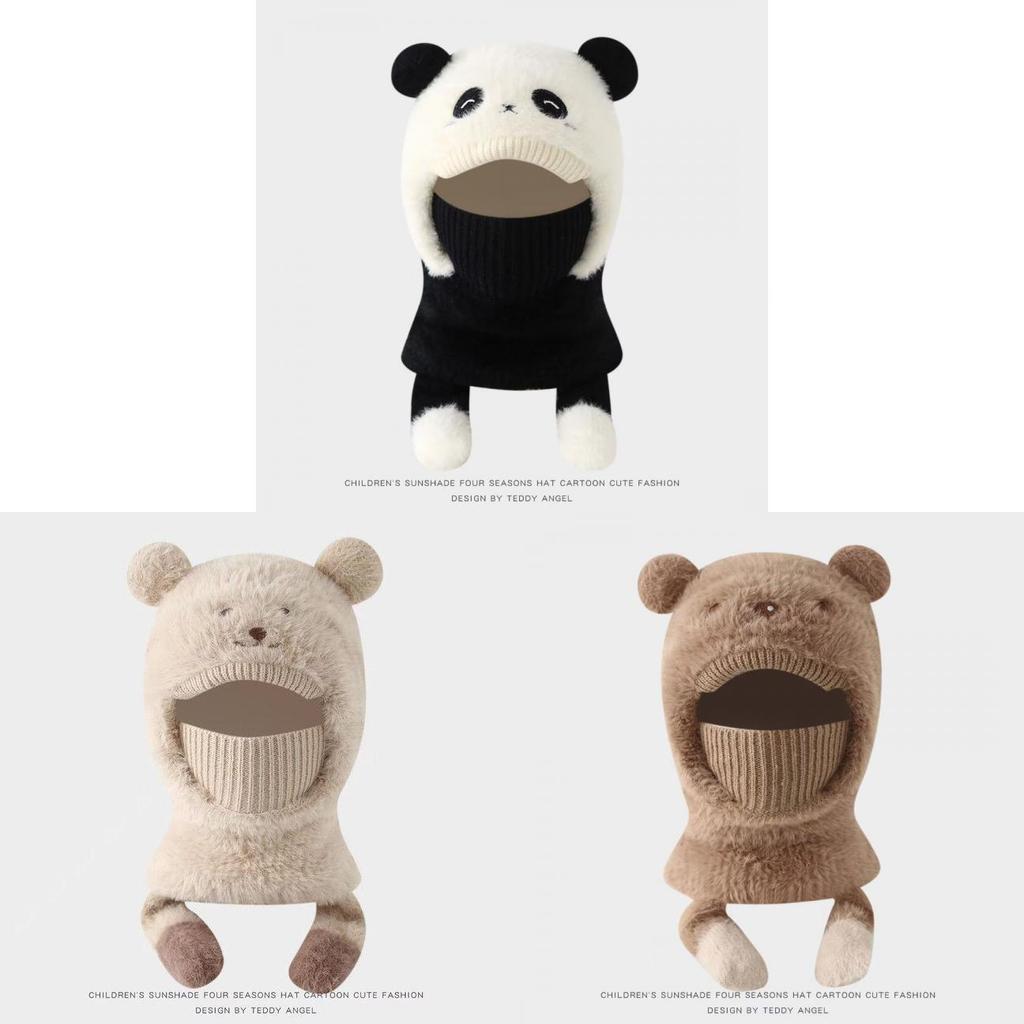 Kids Winter Beanie With Thick Fleece And Integrated Face Mask For Boys And Girls