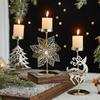 Snowflake Patterns Candlesticks Decor Xmas Tree Elk Tealight Holder  For Xmas Table Decor