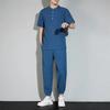 Men's Casual Sets 2PCS Tang Dynasty Men's Pleated Cotton Linen T-shirt +Pants Ice Silk Set Male Two-piece Set 2025 Spring Summer