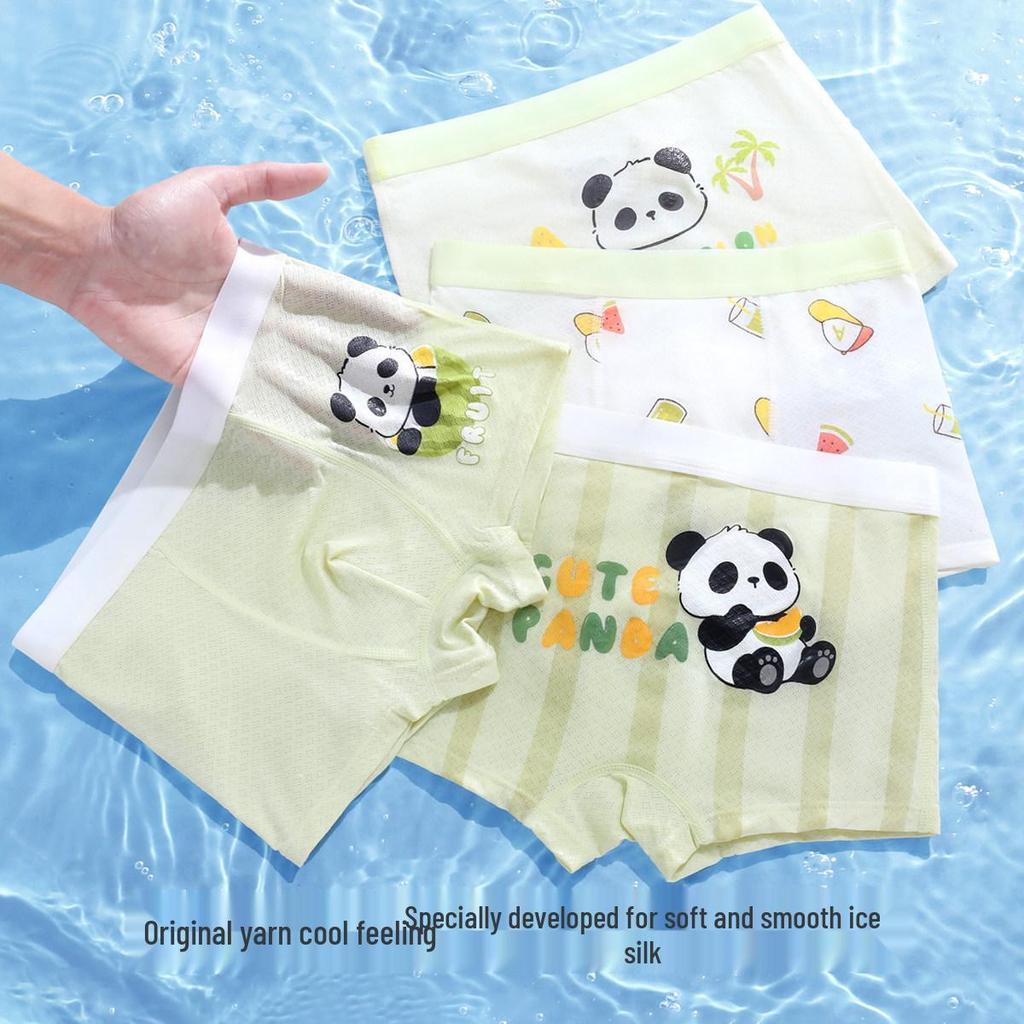 Boys' Cool Ice Silk Underwear: Lightweight, Antibacterial Boxer Briefs for Kids (10A) - No Pinching