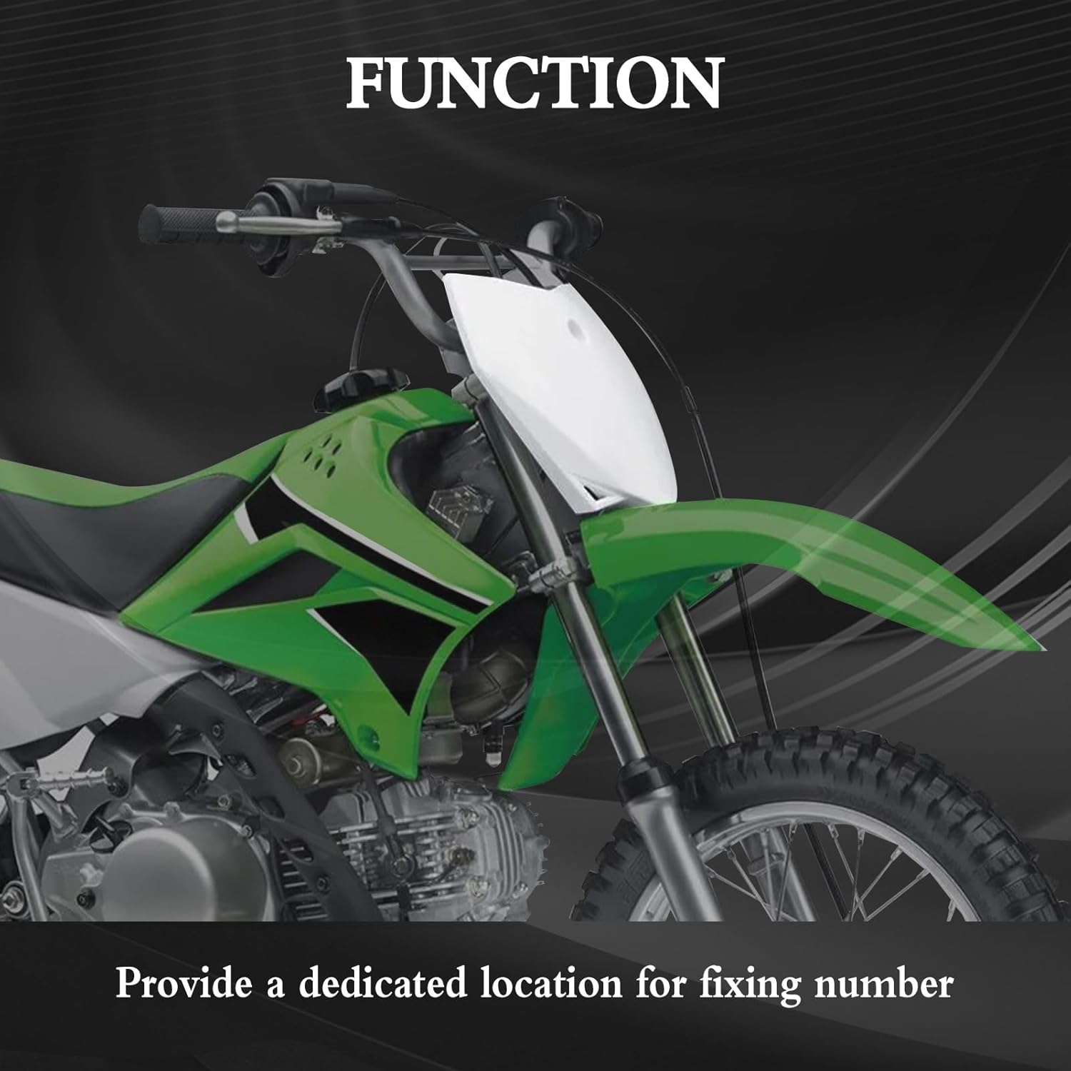 Dirt Bike Number Plate for KLX110 Plastic Front Number Plate License Plate Frame for KLX 110/KLX 110L 2010-2024 White