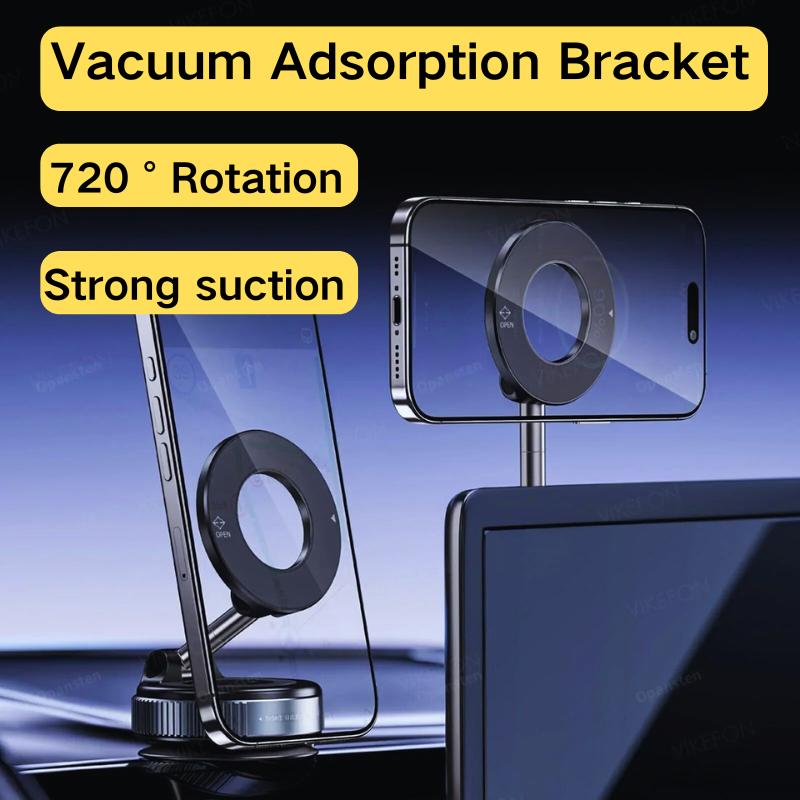 Car Phone Holder Mount, Foldable Suction Cup + MagSafe Compatible for iPhone 12/13/14/15/16 Pro/Max, Hands-Free Live Streaming