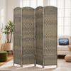 Wooden Room Divider, 4-Panel Folding Screen, 180 x 180 cm, Dark Oak