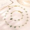 Natural Green Stone & Stainless Steel Collarbone Necklace and Bracelet Set