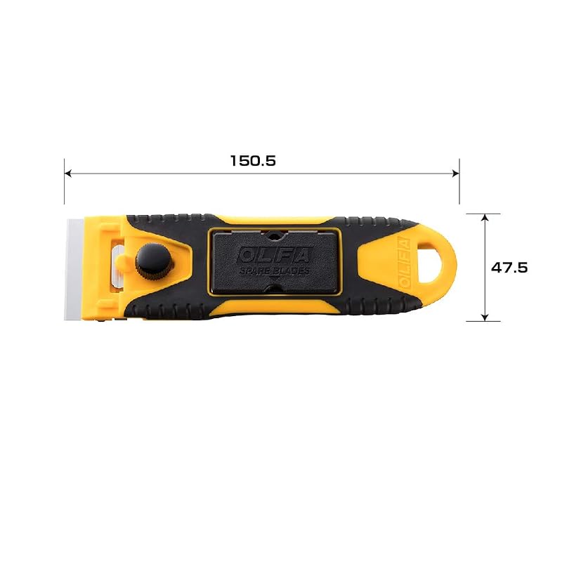 OLFA G Scraper Slim 232B Scraper, Single Blade Width, for Glass Surfaces, with Replacement Blade Storage Case and Blade Cover.