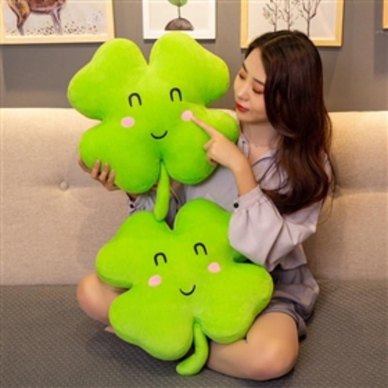 40cm Cartoon Clover Plush Toys Pillow Lovely Soft Stuffed Dolls Girls Boys Sleeping Pillow Car Home Decor Toys Pillows