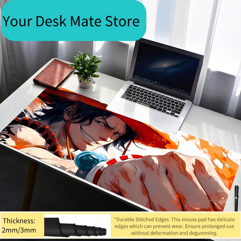 Mouse Pad Office PC Gaming Accessories Keyboard Pad Cartoon Anime Print One Piece Portgas·D· Ace Mousepad Laptop Desk Mouse Mat